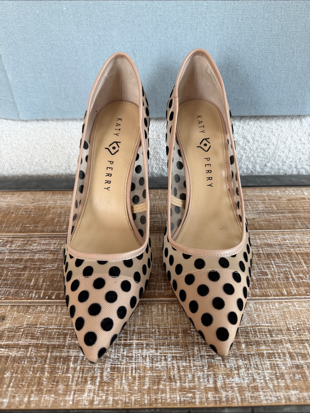 Katy Perry Collections Nude and Black Polka Dot Pointed Pumps